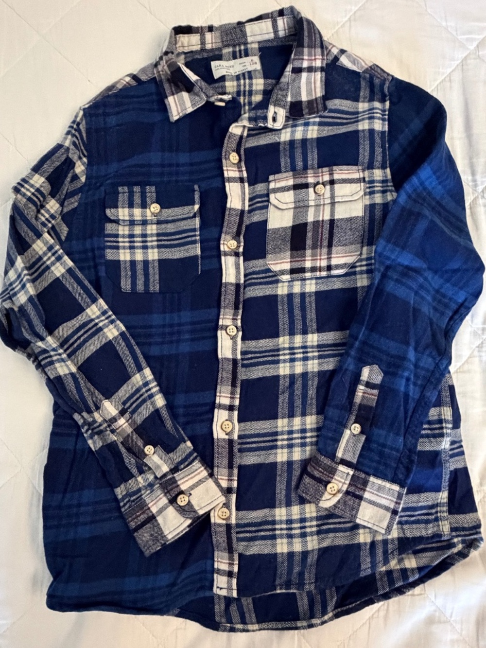Zara boys flannel plaid button down shirt
